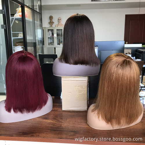 Wholesale human hair wig with bangs in two colors, non lace human hair wigs with bangs, no lace front wig with bang
